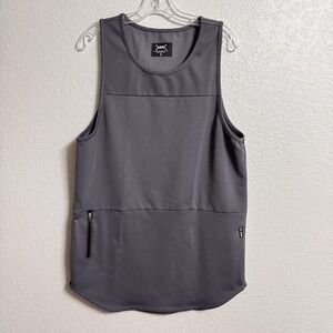 ASRV Tank Top Mens Large Gray Technical Sportswear Sleeveless Zip Pocket Gym
